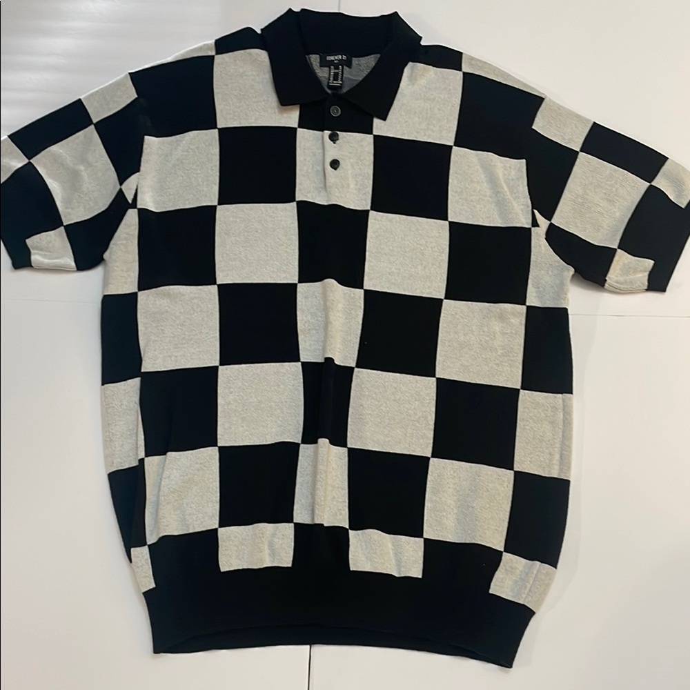 Forever 21 Black and Gray Polo Shirt